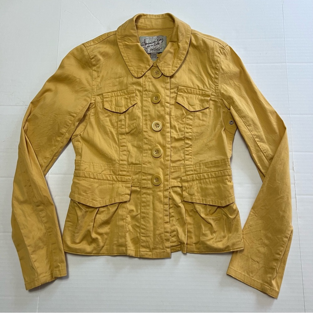 American Rag Vintage Mustard Yellow Fitted Coat Jacket Size XS/S Cotton